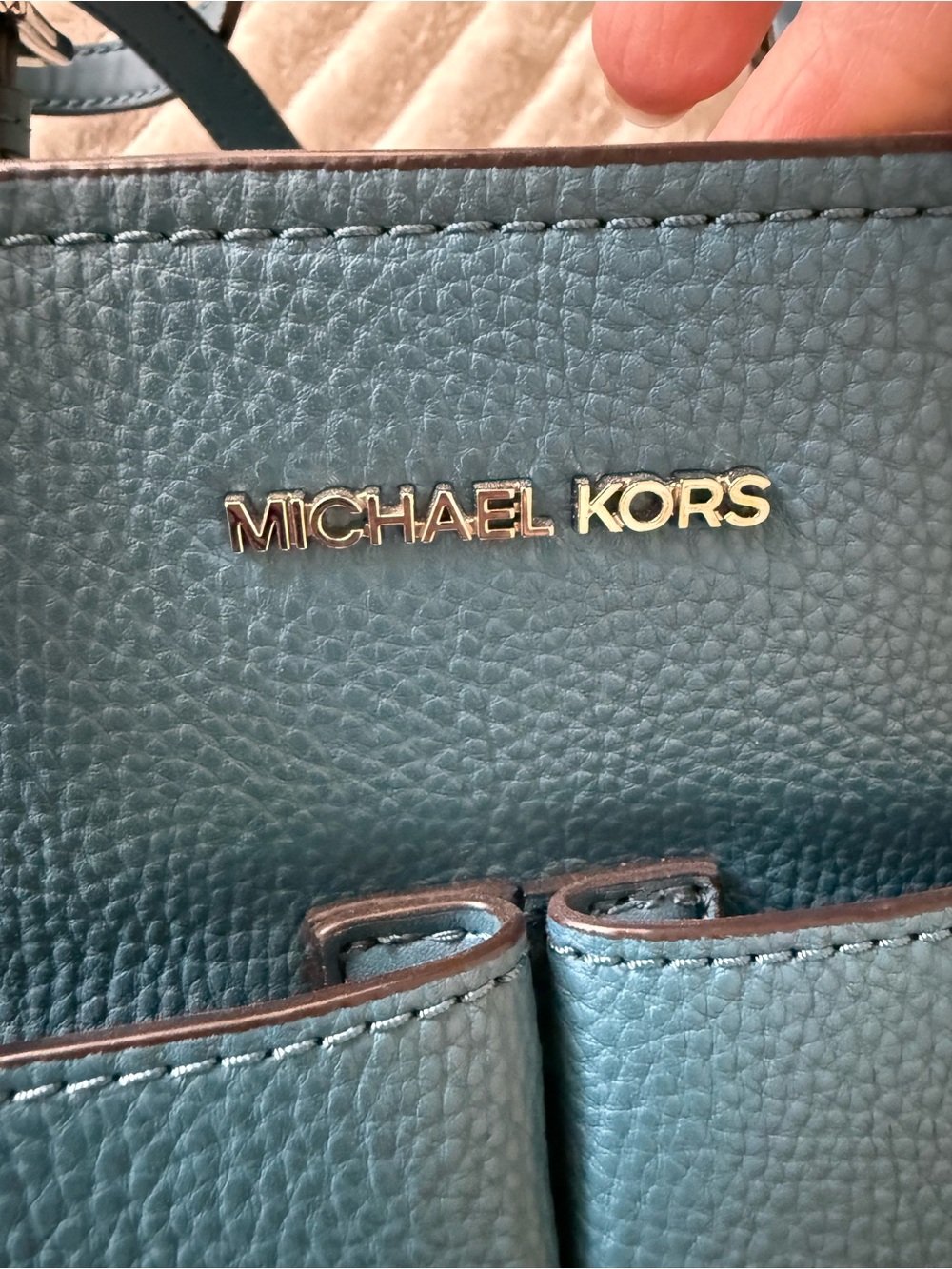Michael Kors Blue Medium Jet Set Pocket Tote Bag - Picture 7 of 9